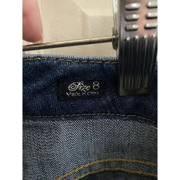 Seven7 Studio Wide Leg High Rise Studded Pockets Dark Wash Jeans Sz 8 - Picture 4 of 6